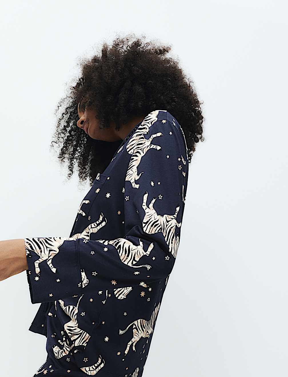 Cotton Modal Zebra Print Revere Pyjama Set