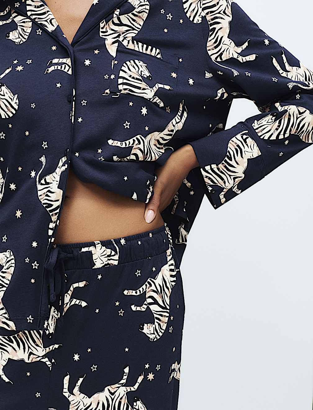 Cotton Modal Zebra Print Revere Pyjama Set