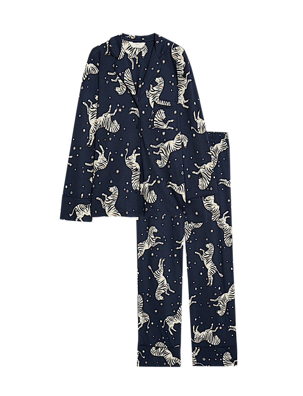 Cotton Modal Zebra Print Revere Pyjama Set