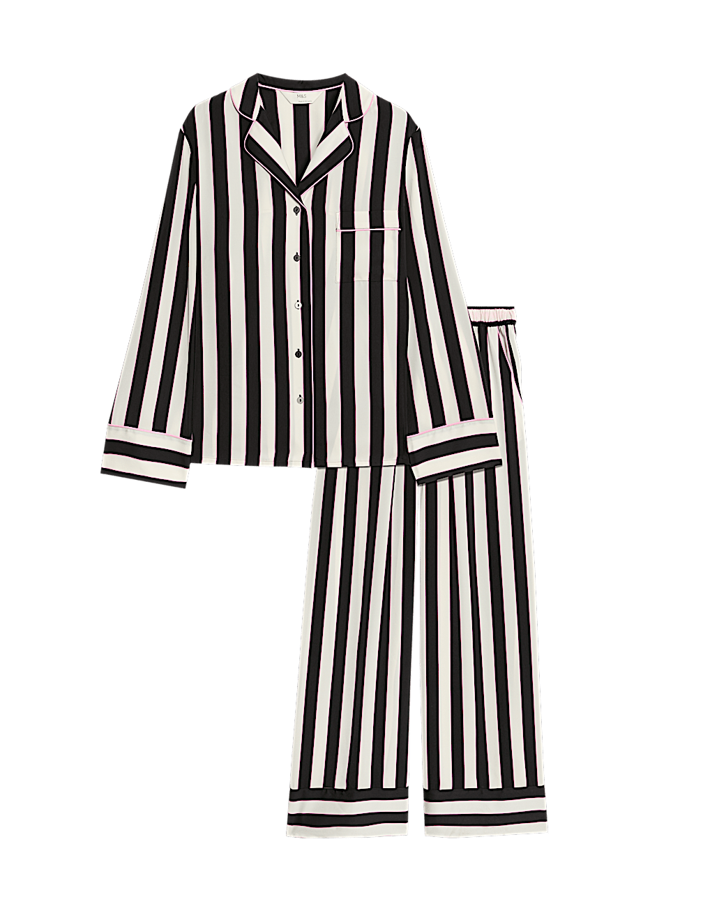 Satin Striped Pyjama Set with Eye Mask