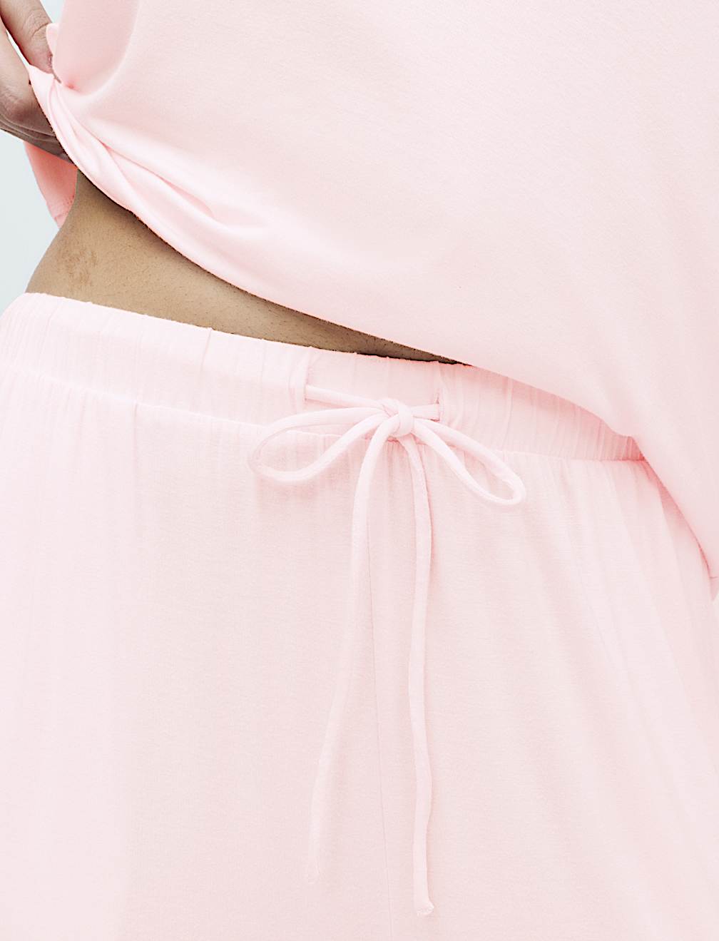 Lace Trim Cuffed Hem Pyjama Set
