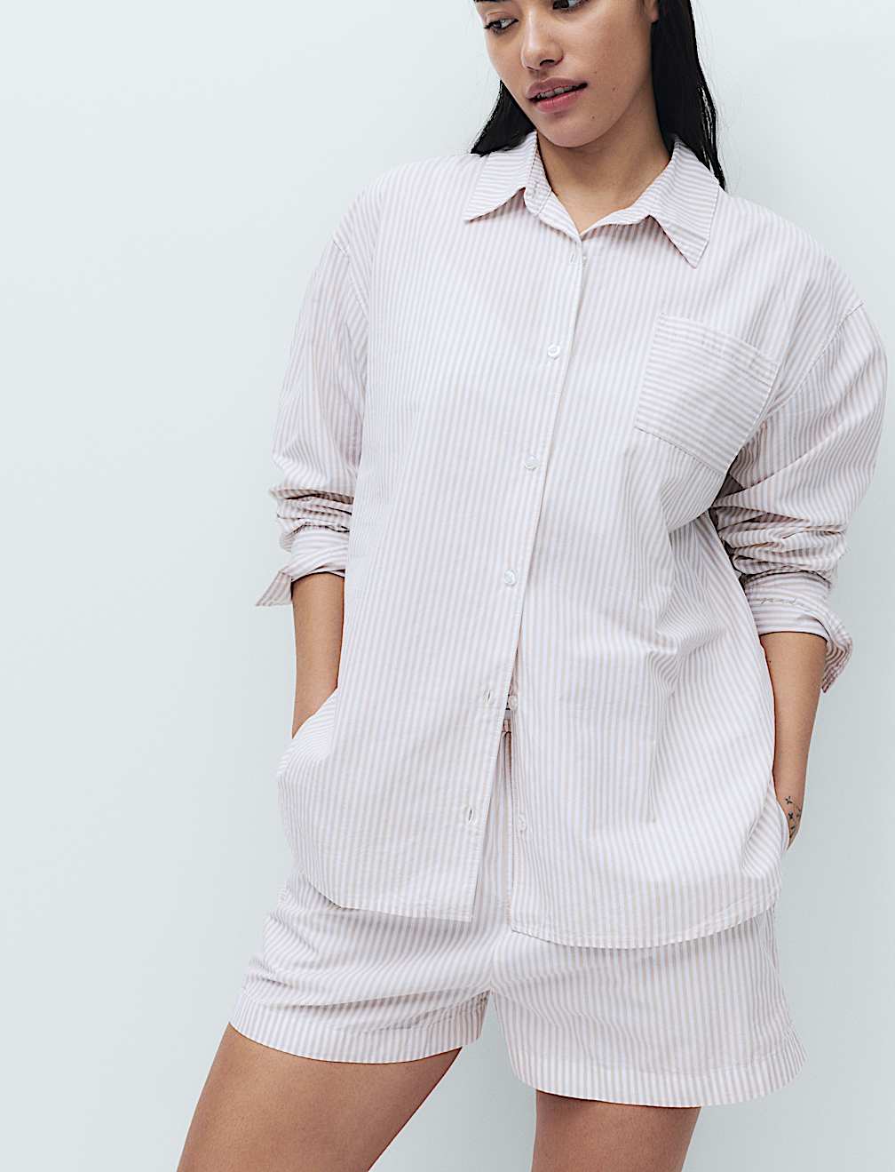 Pure Cotton Striped Shortie Set
