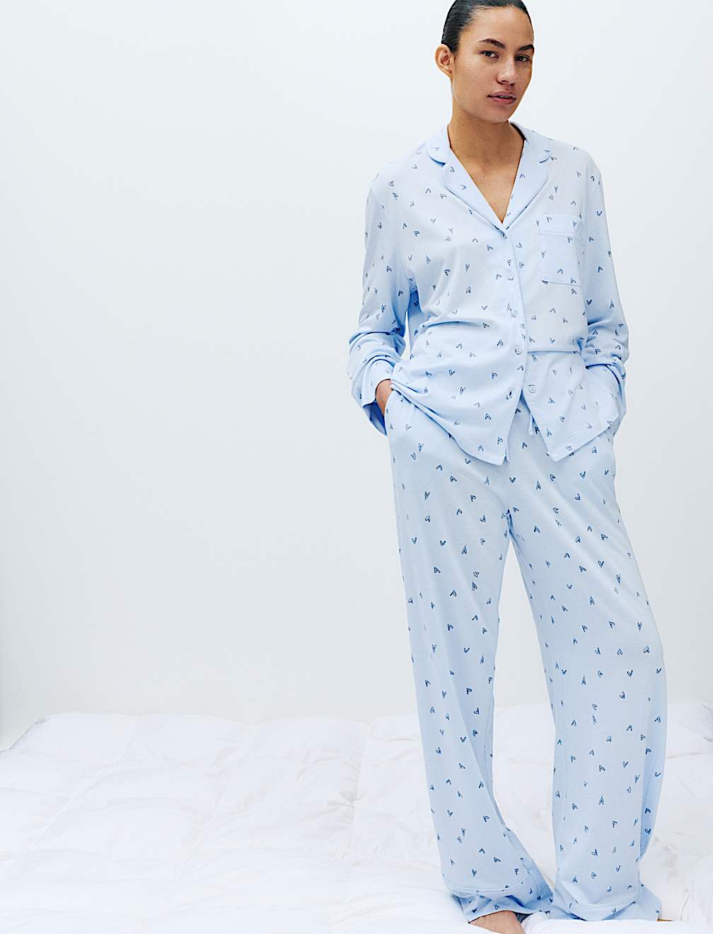 Cotton Modal Printed Revere Pyjama Set