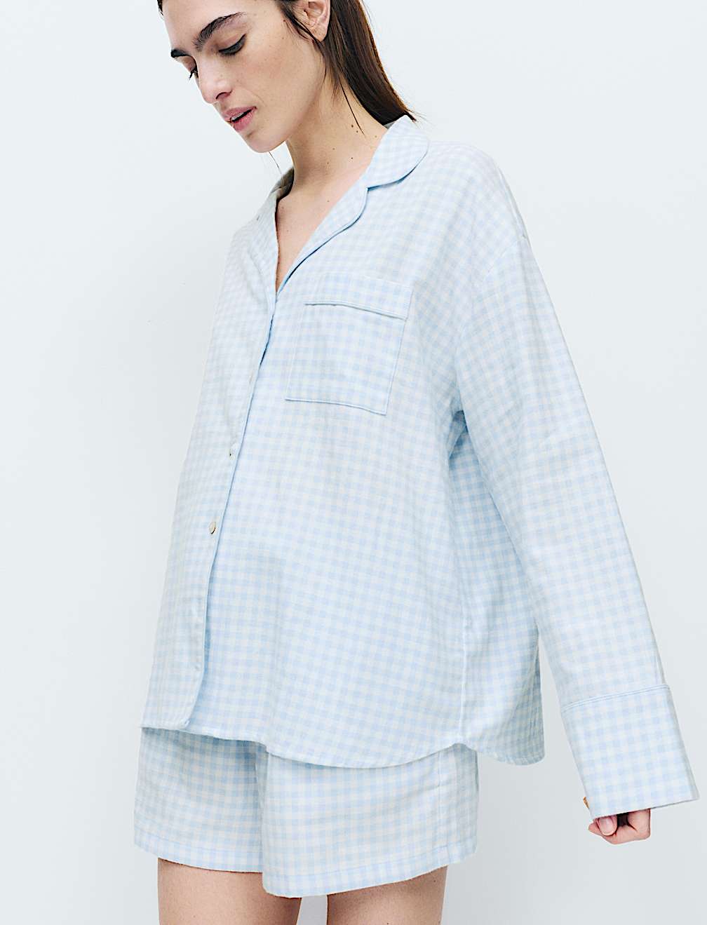 Pure Cotton Gingham Revere Shortie Set