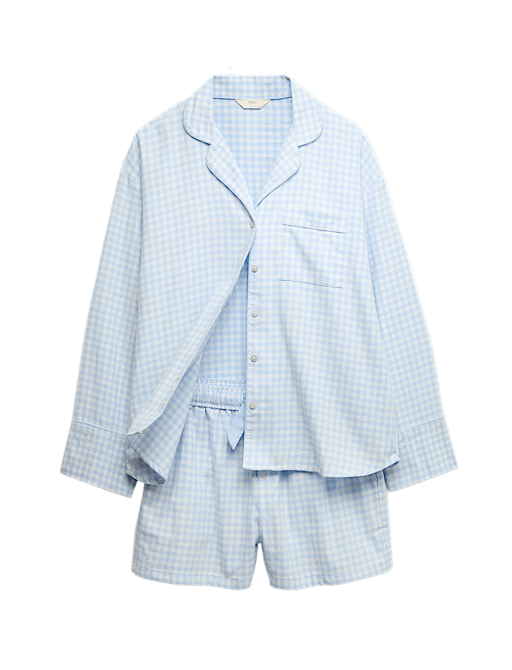 Pure Cotton Gingham Revere Shortie Set