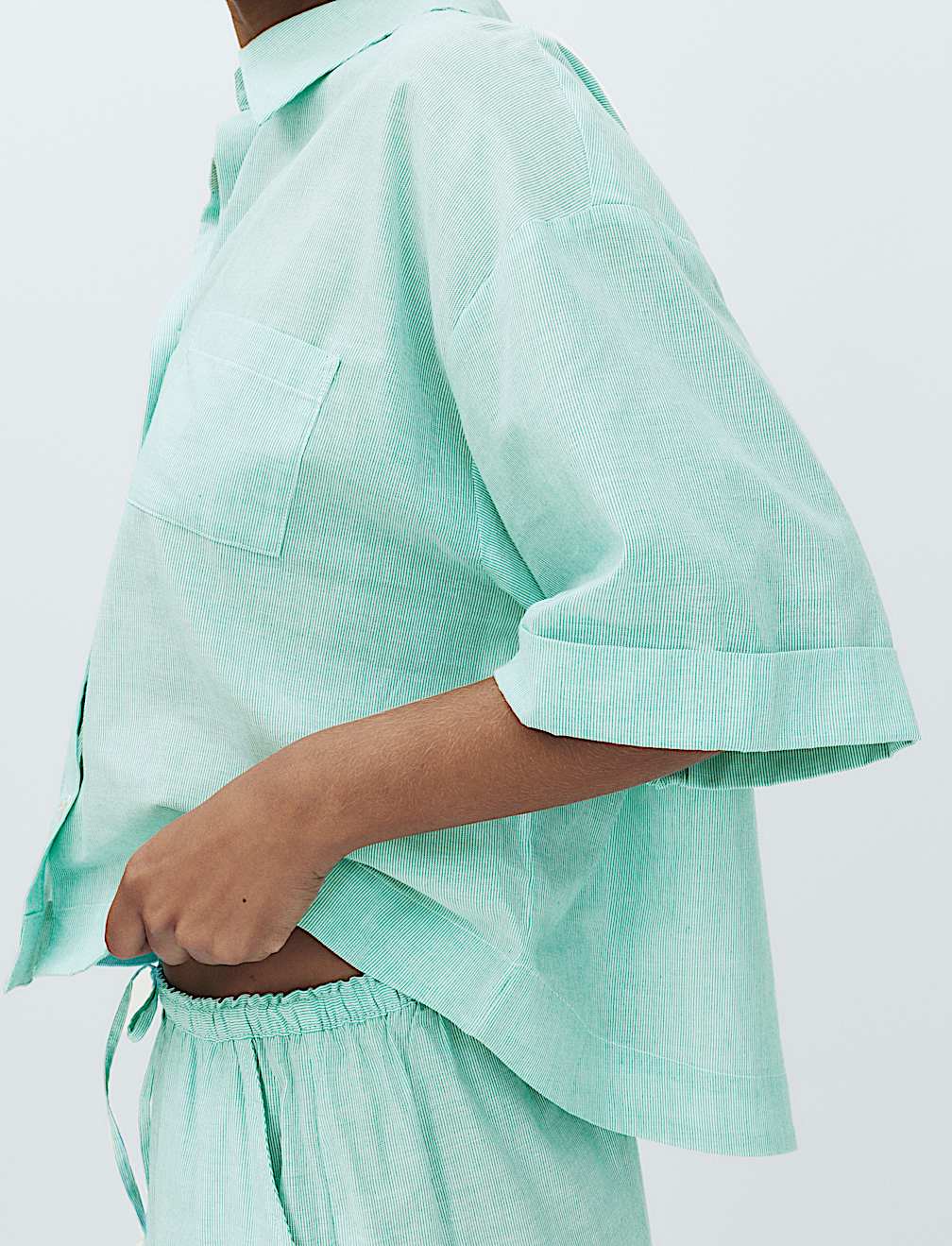Pure Cotton Striped Shortie Pyjama Set