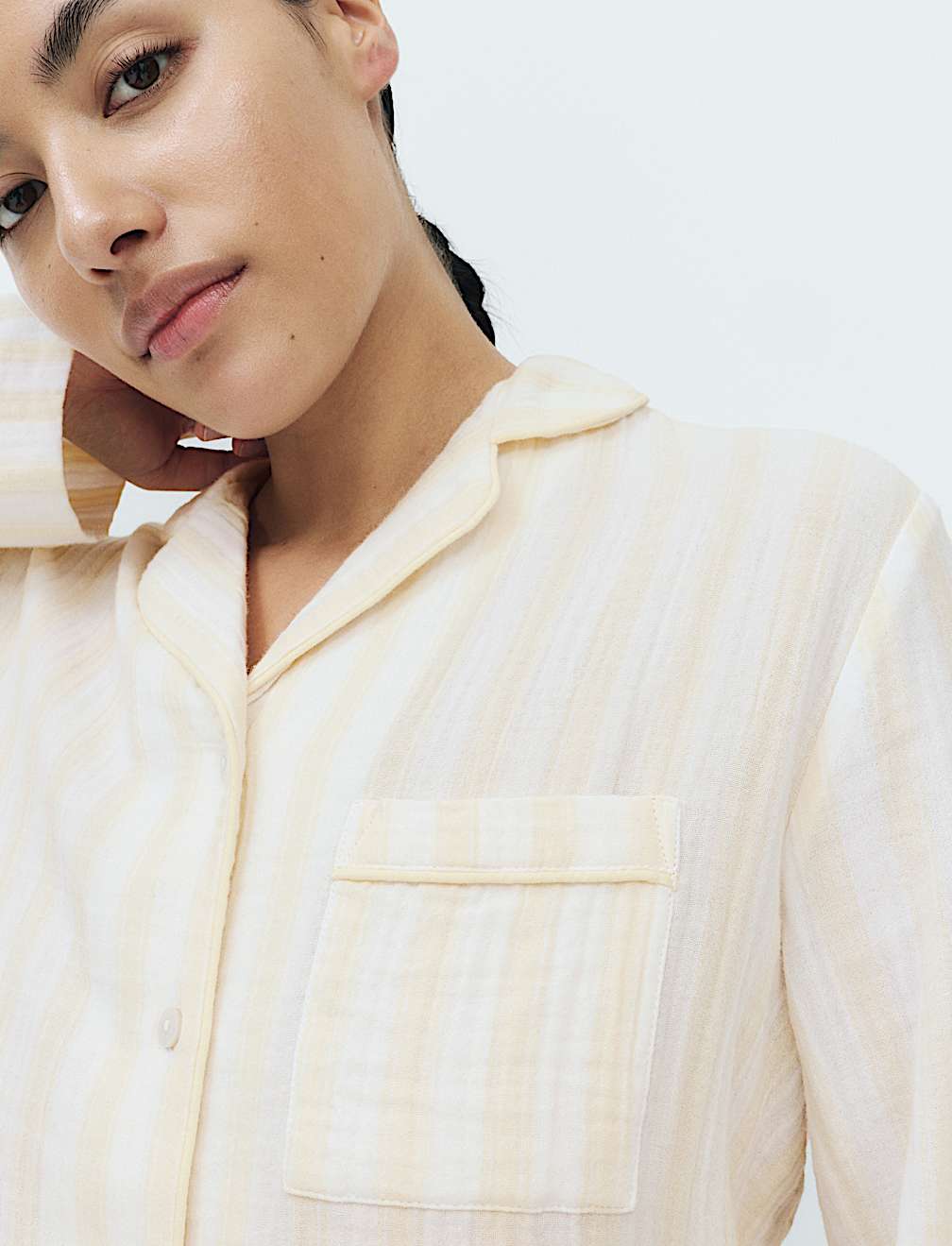 Muslin Striped Revere Pyjama Set