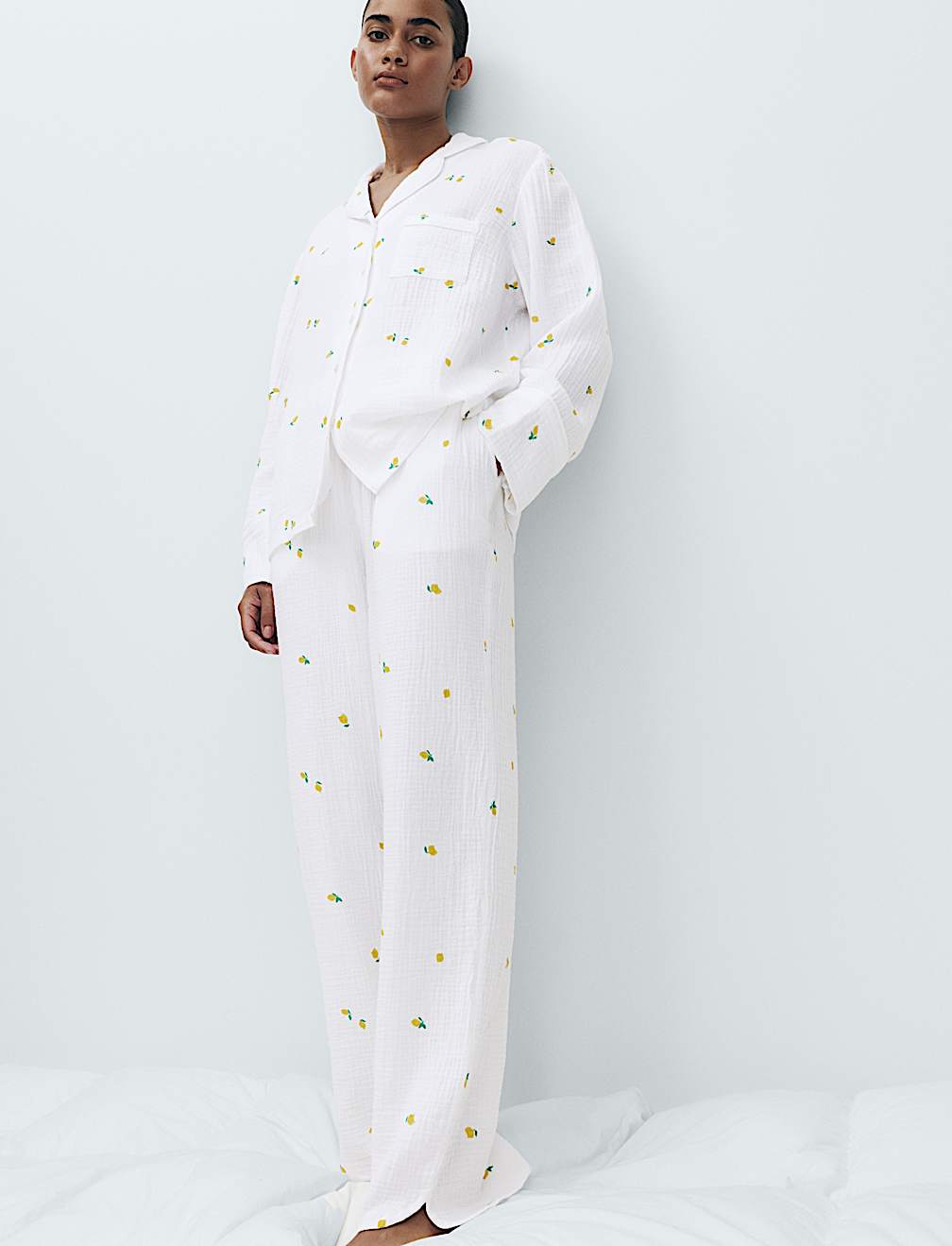 Muslin Printed Revere Pyjama Set