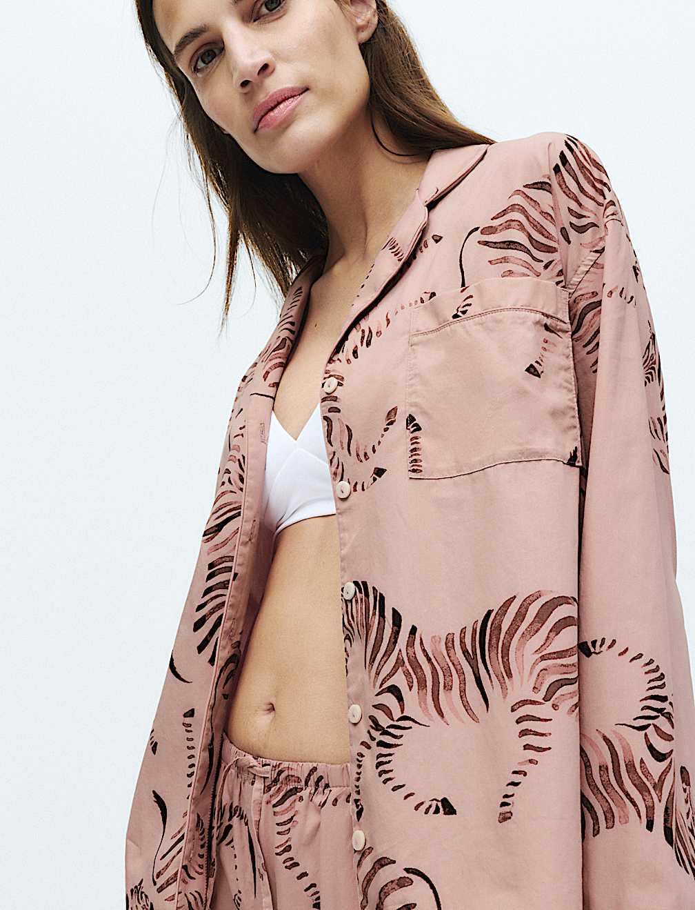 Pure Cotton Poplin Zebra Revere Pyjama Set