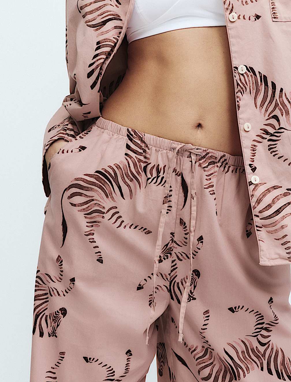 Pure Cotton Poplin Zebra Revere Pyjama Set