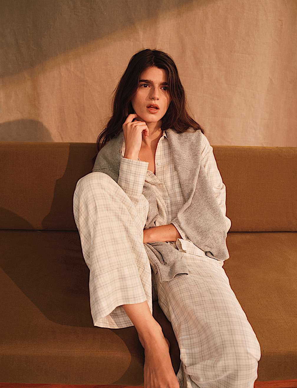 Brushed Cotton Blend Checked Pyjama Set