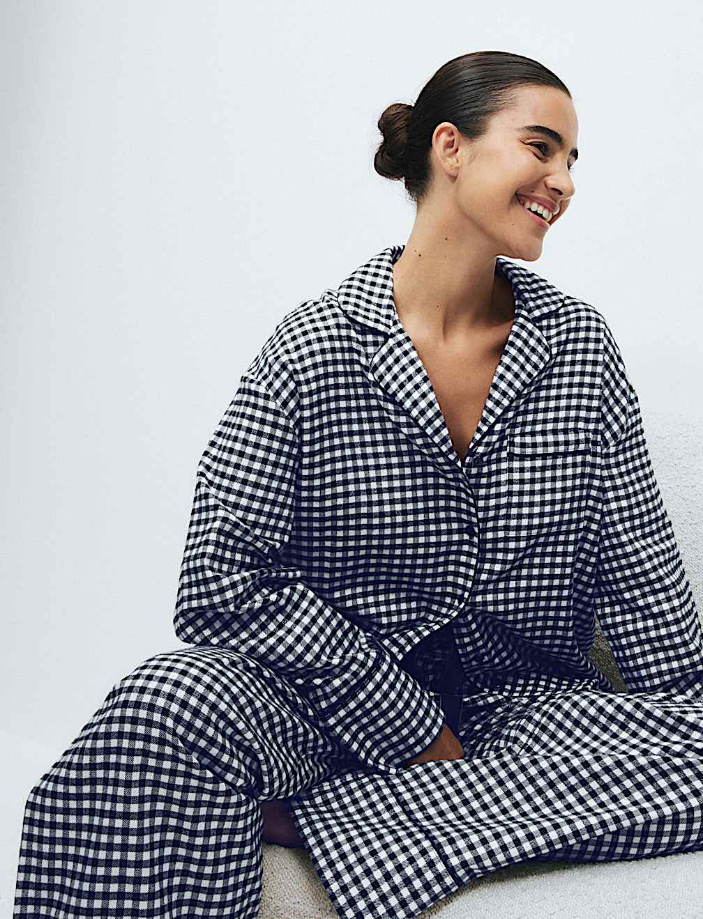 Pure Cotton Gingham Revere Pyjama Set