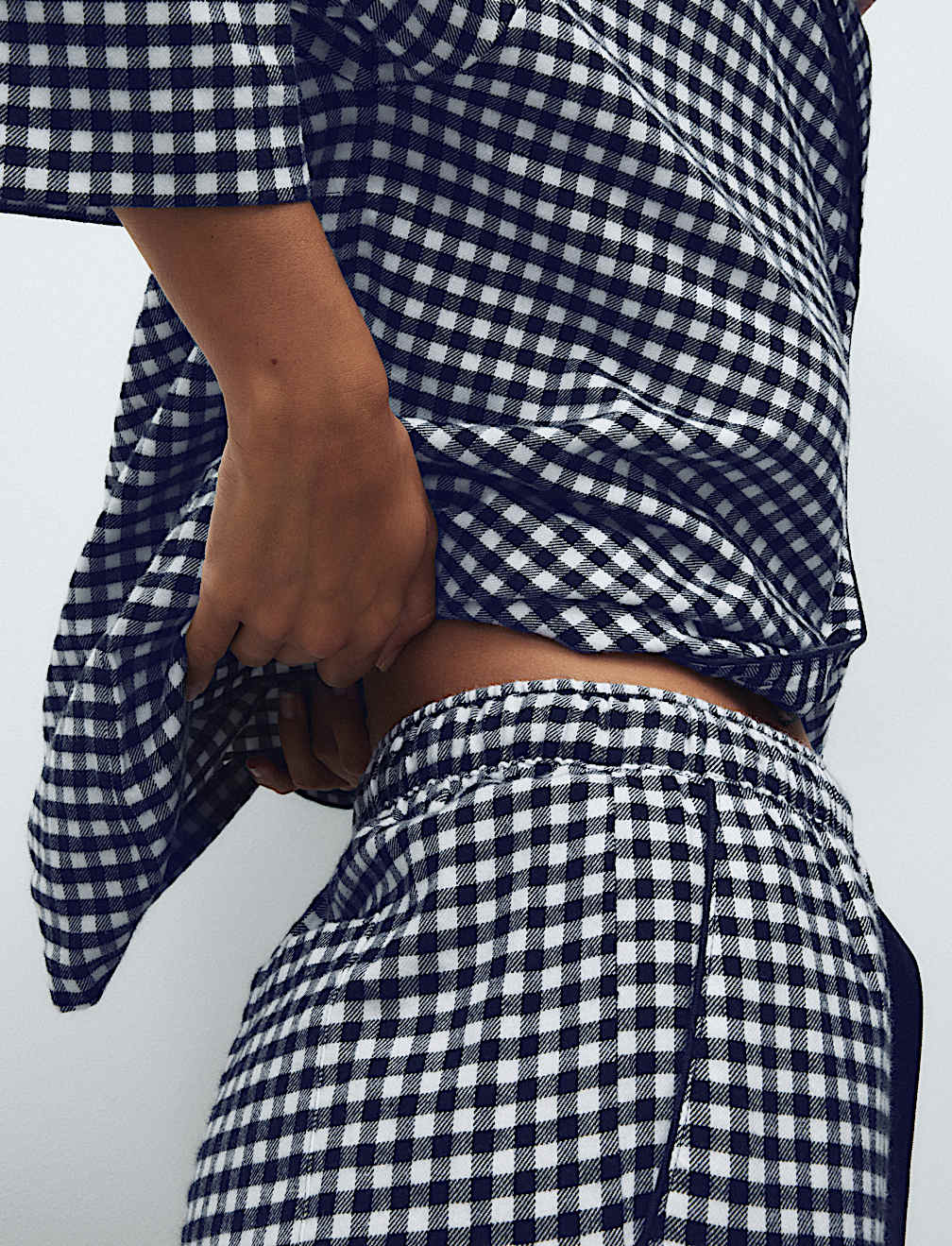 Pure Cotton Gingham Revere Pyjama Set