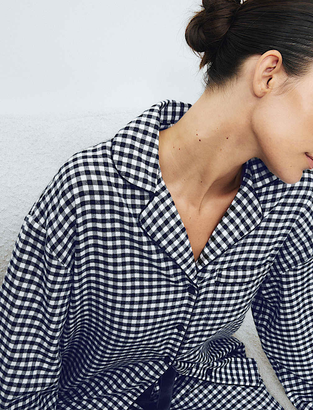 Pure Cotton Gingham Revere Pyjama Set