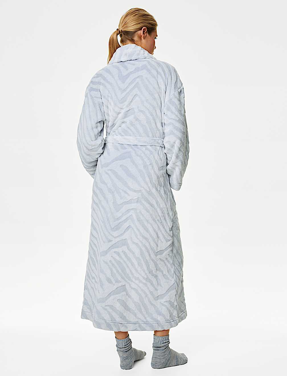 Fleece Animal Print Long Dressing Gown