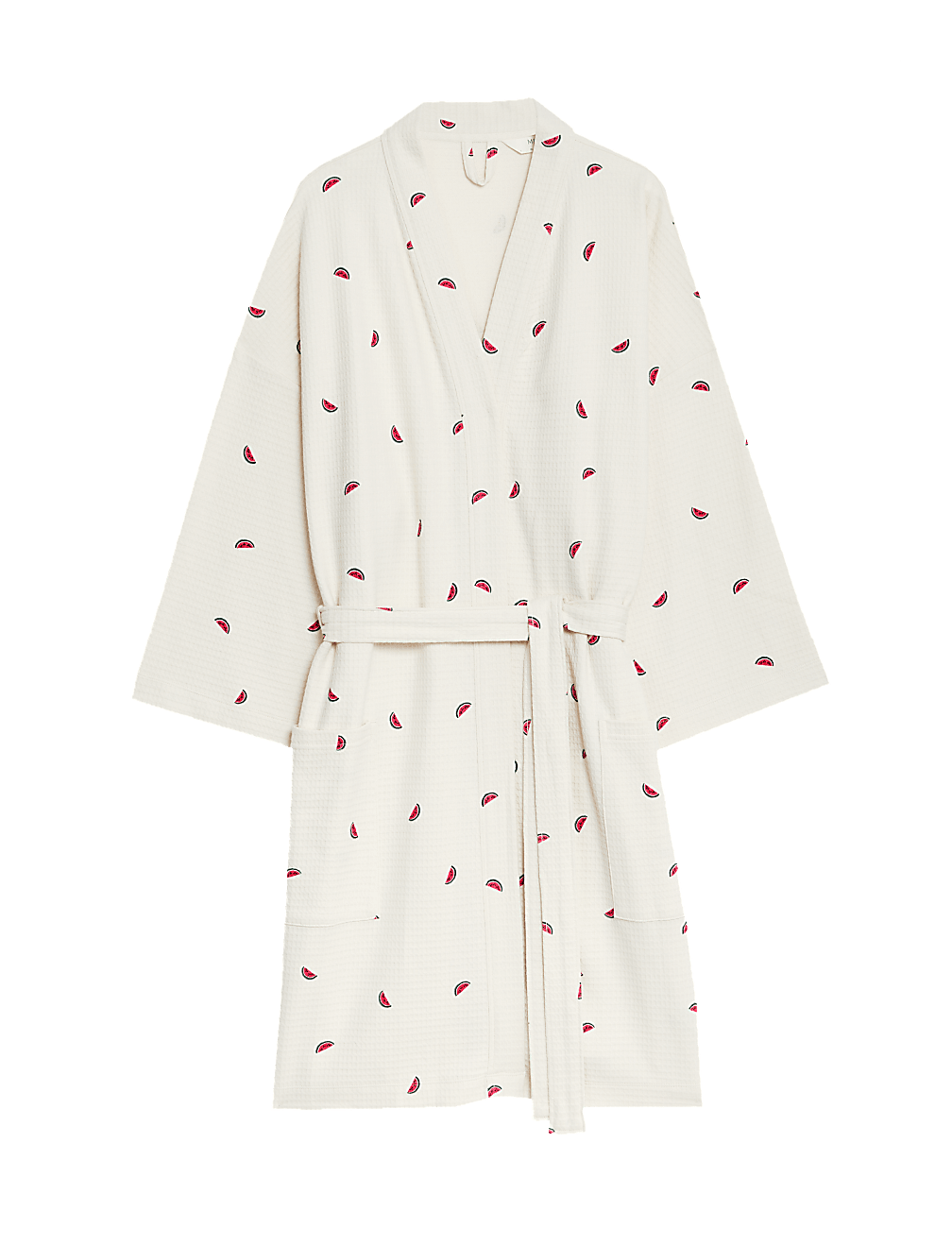 Pure Cotton Waffle Printed Dressing Gown