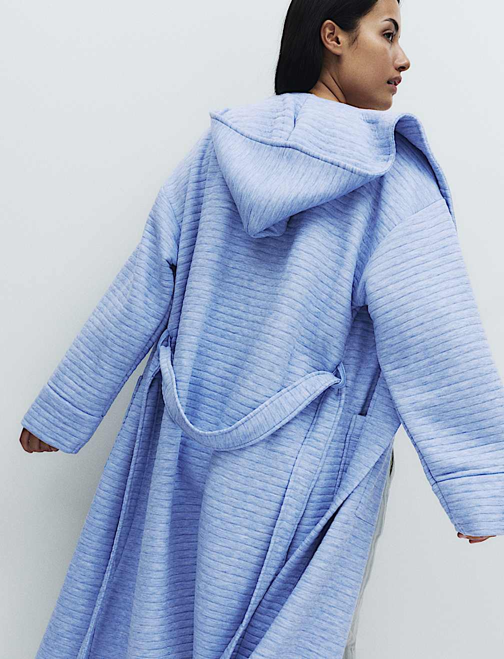 Quilted Hooded Long Dressing Gown