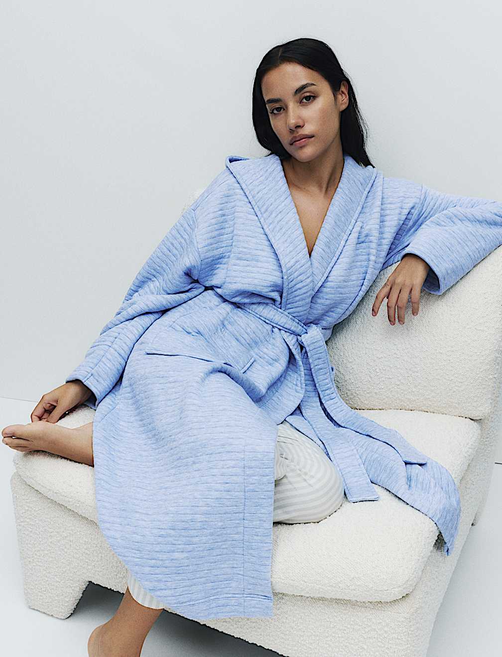 Quilted Hooded Long Dressing Gown