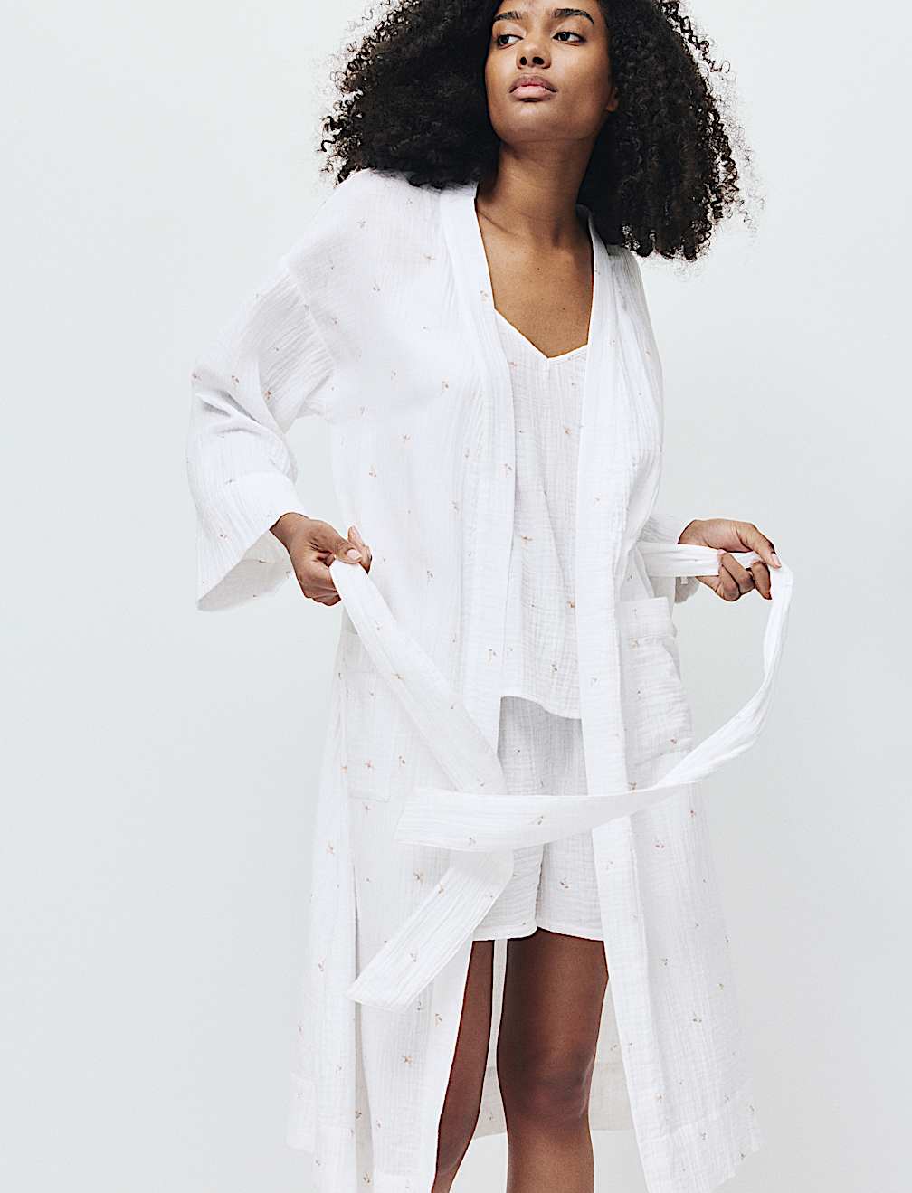 Pure Cotton Muslin Floral Dressing Gown