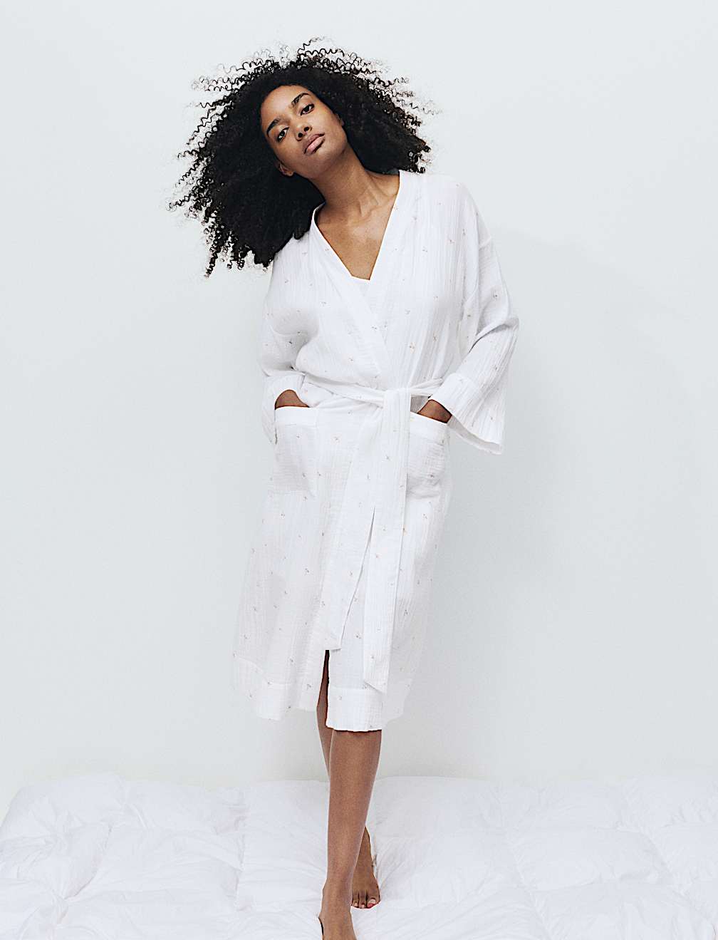 Pure Cotton Muslin Floral Dressing Gown