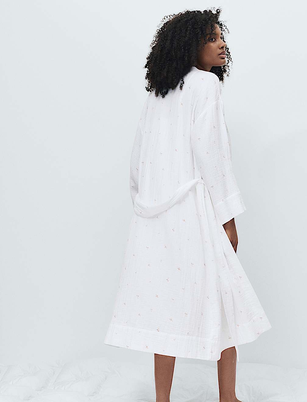 Pure Cotton Muslin Floral Dressing Gown