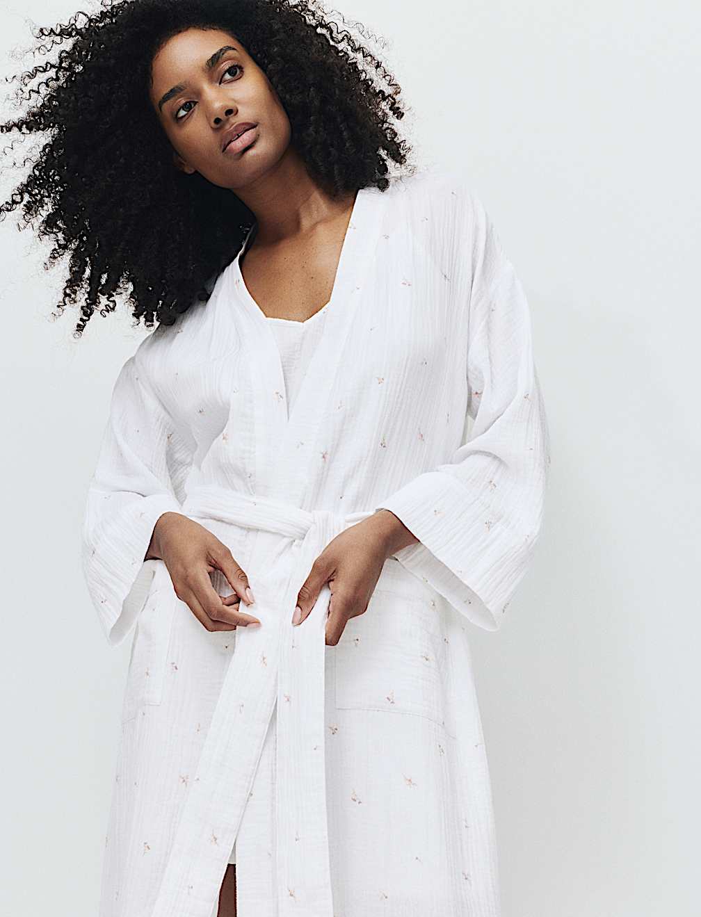 Pure Cotton Muslin Floral Dressing Gown