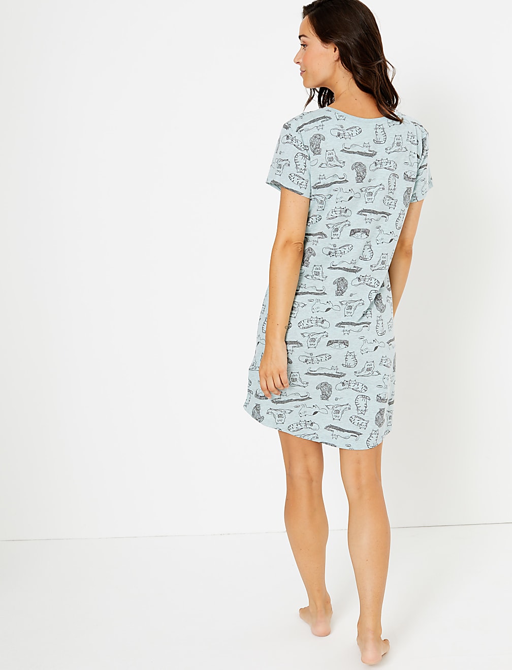 Short Nightdress with Cat Print