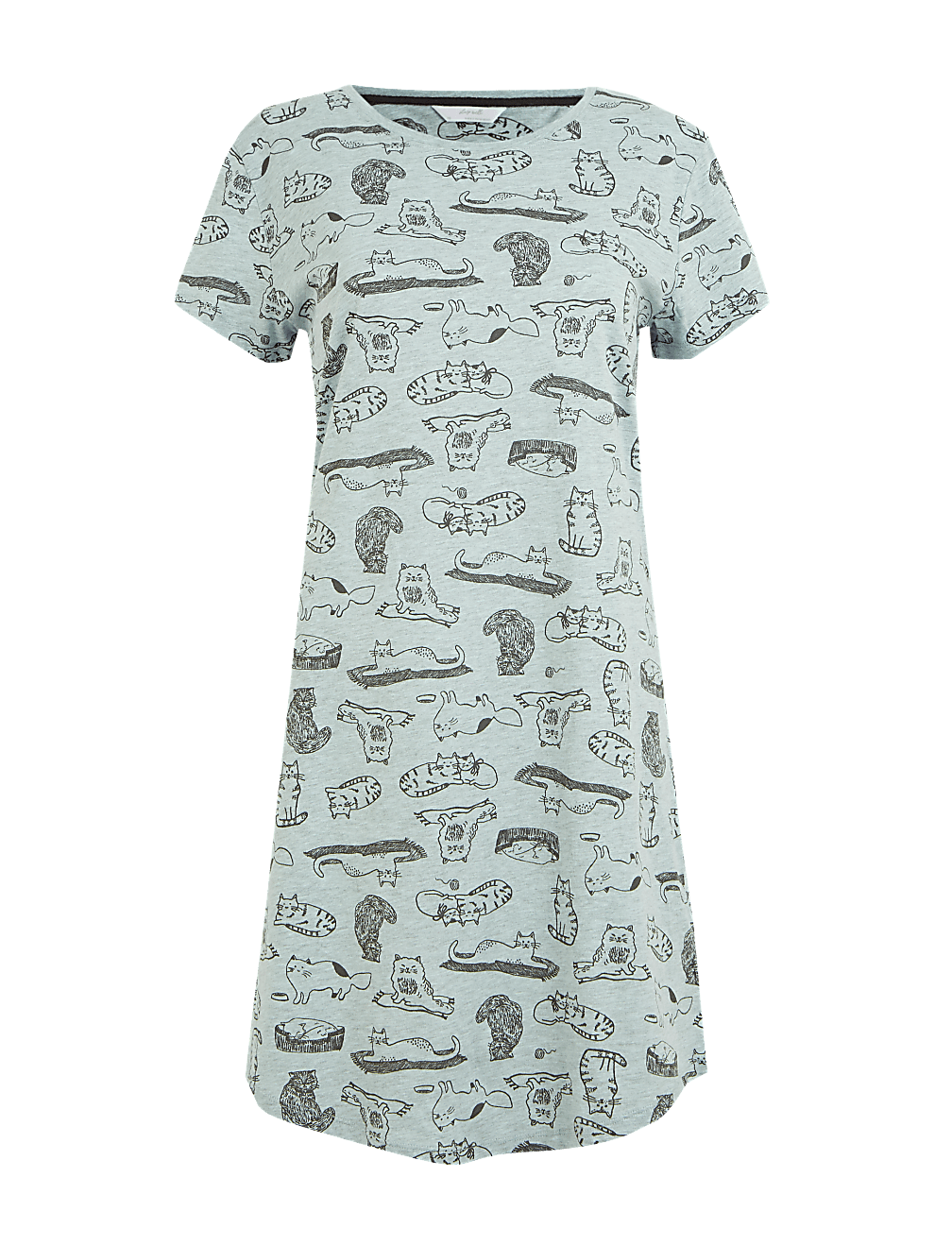 Short Nightdress with Cat Print