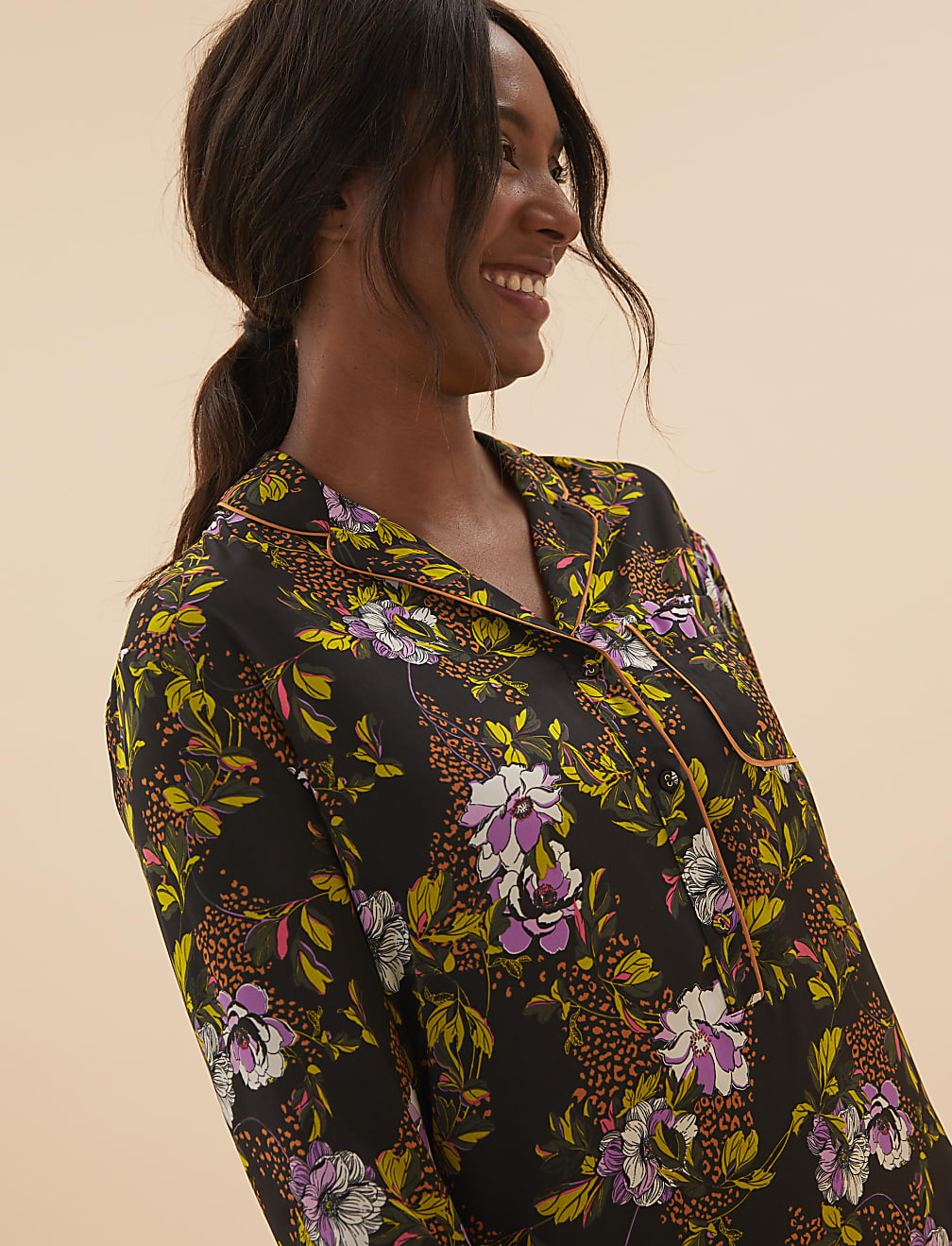 Satin Floral Short Nightshirt