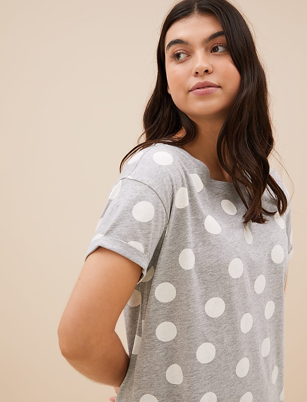 Cotton Rich Spot Print Short Nightdress