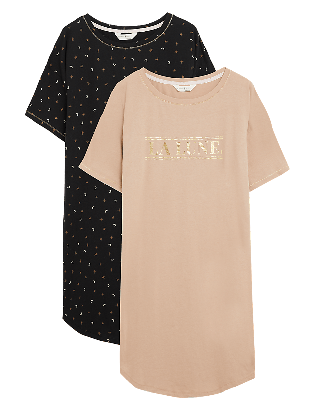 2pk Pure Cotton Printed Short Nightdresses