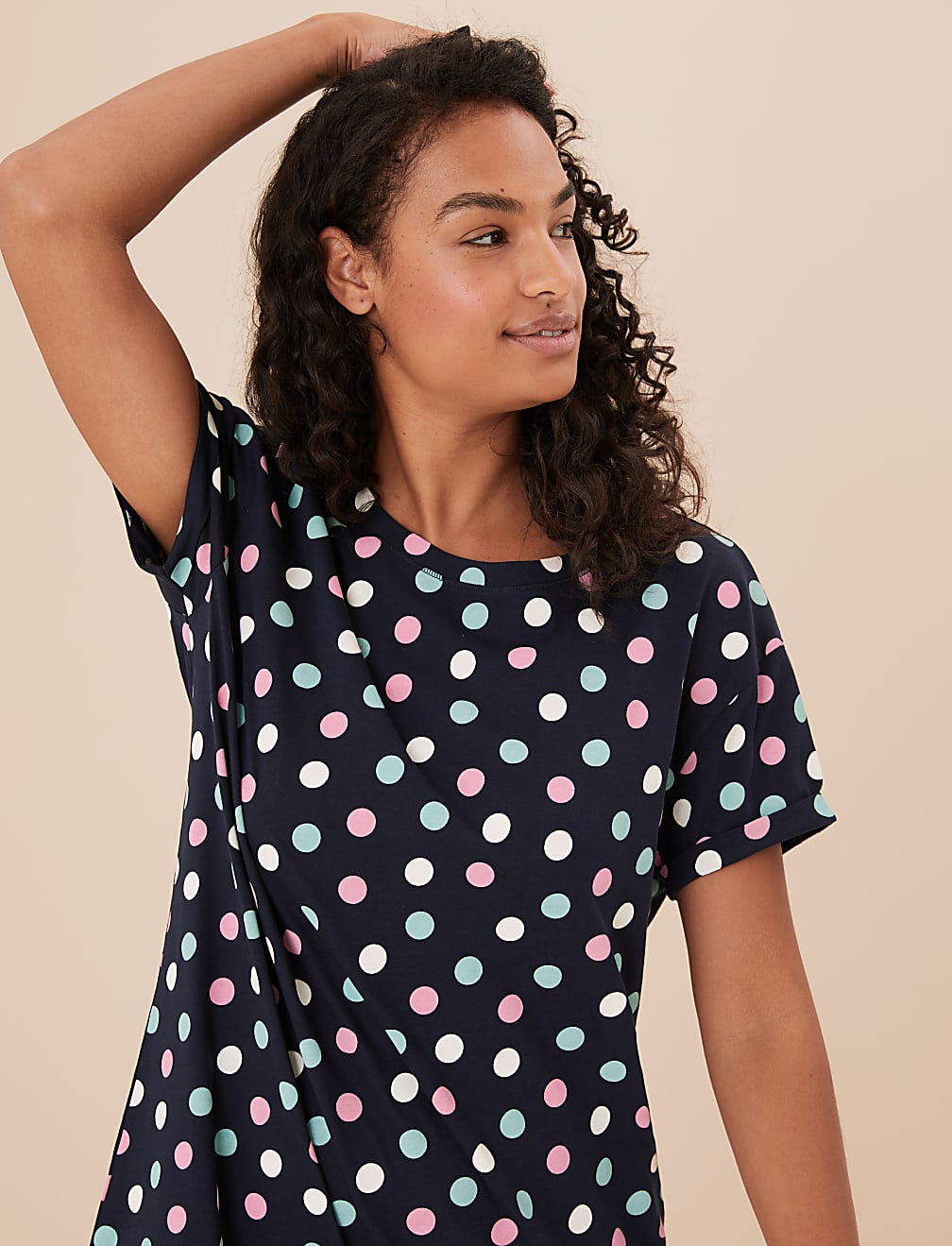 Pure Cotton Spot Print Short Nightdress