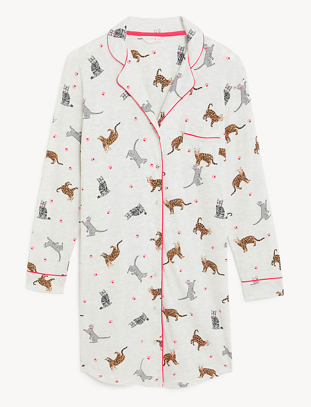 Cotton Rich Cat Print Short Nightshirt