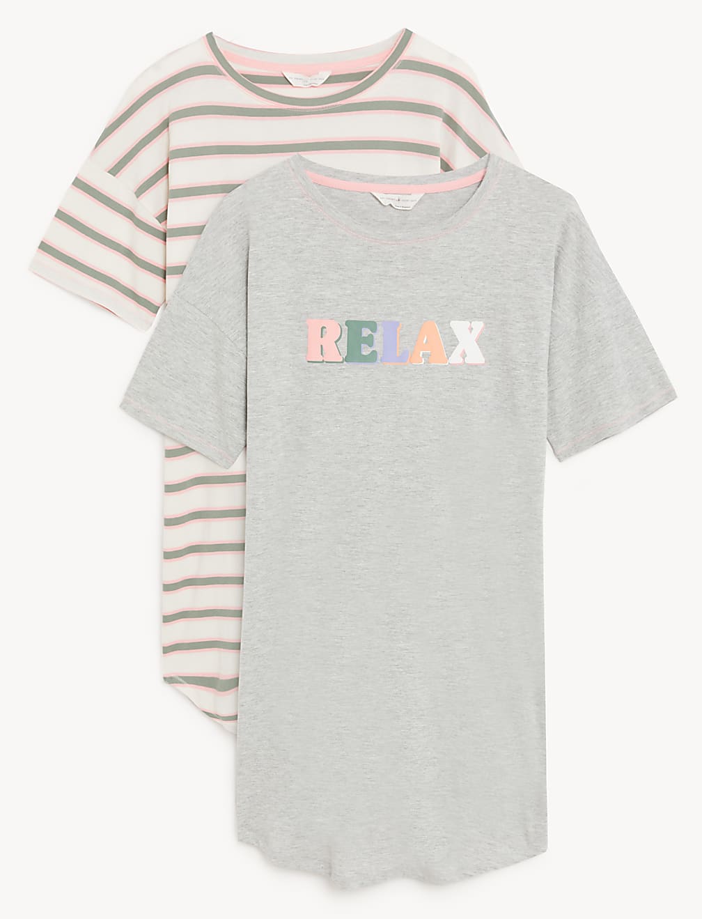 2pk Cotton Rich Printed Short Nightdresses