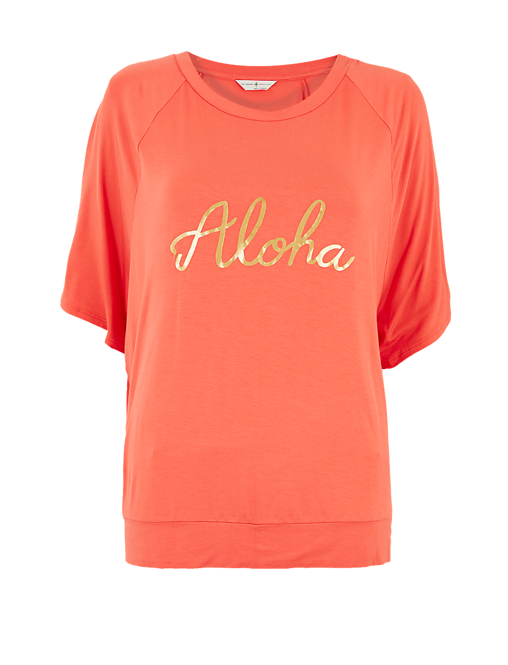 Aloha Slogan Short Sleeve Lounge Top
