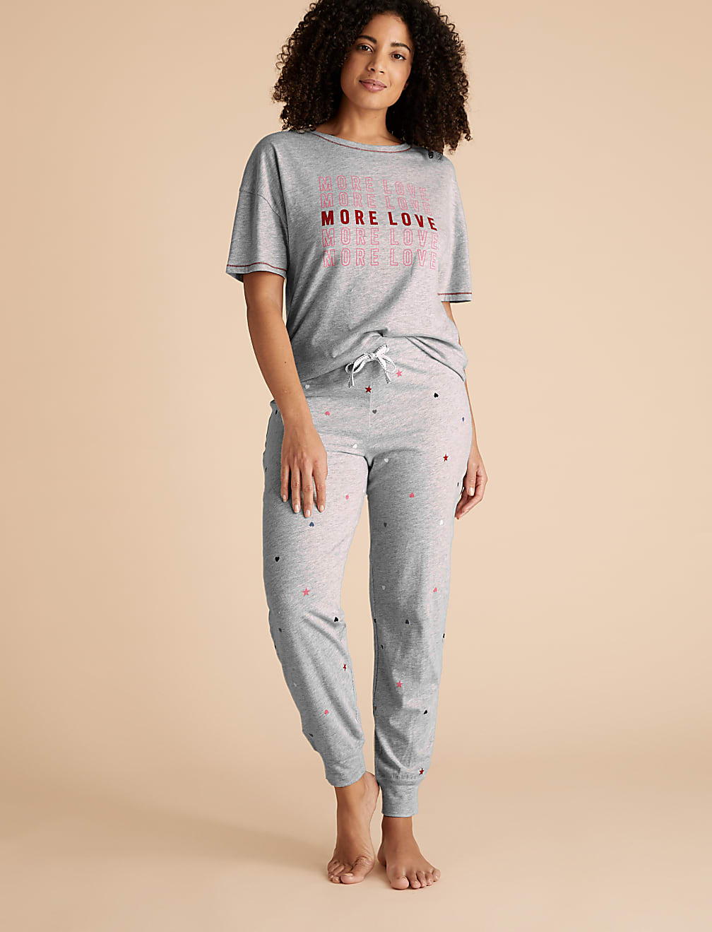 Cotton More Love Slogan Pyjama Top