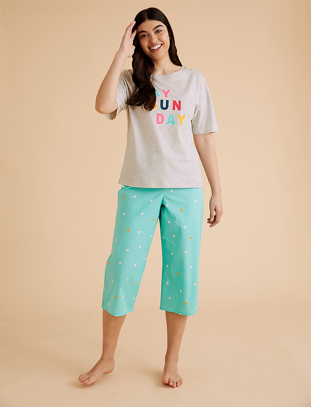 Cotton Rich  Yay Sun Day Slogan Pyjama Tee