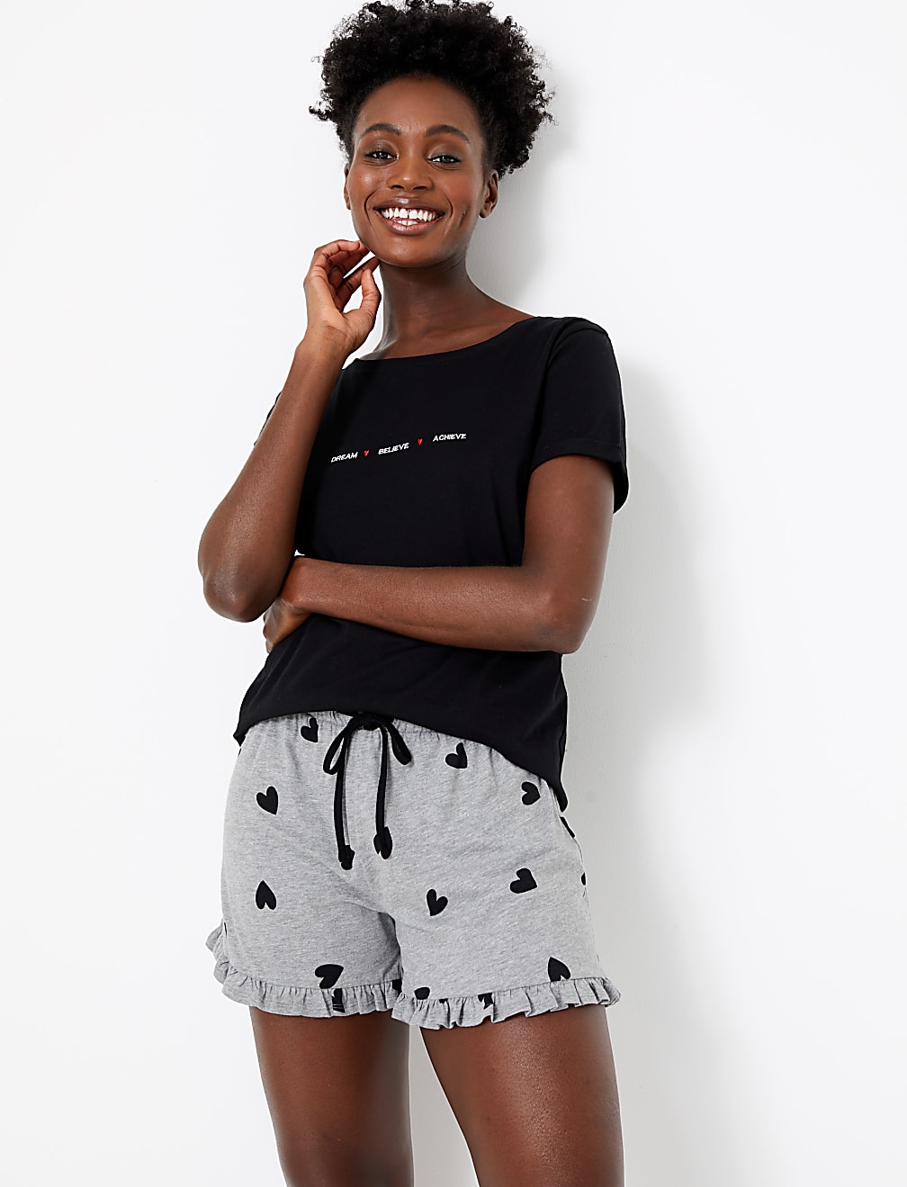 Heart Print Pyjama Shorts