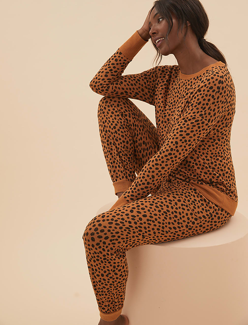 Cosy Knit Lounge Cheetah Sweatshirt