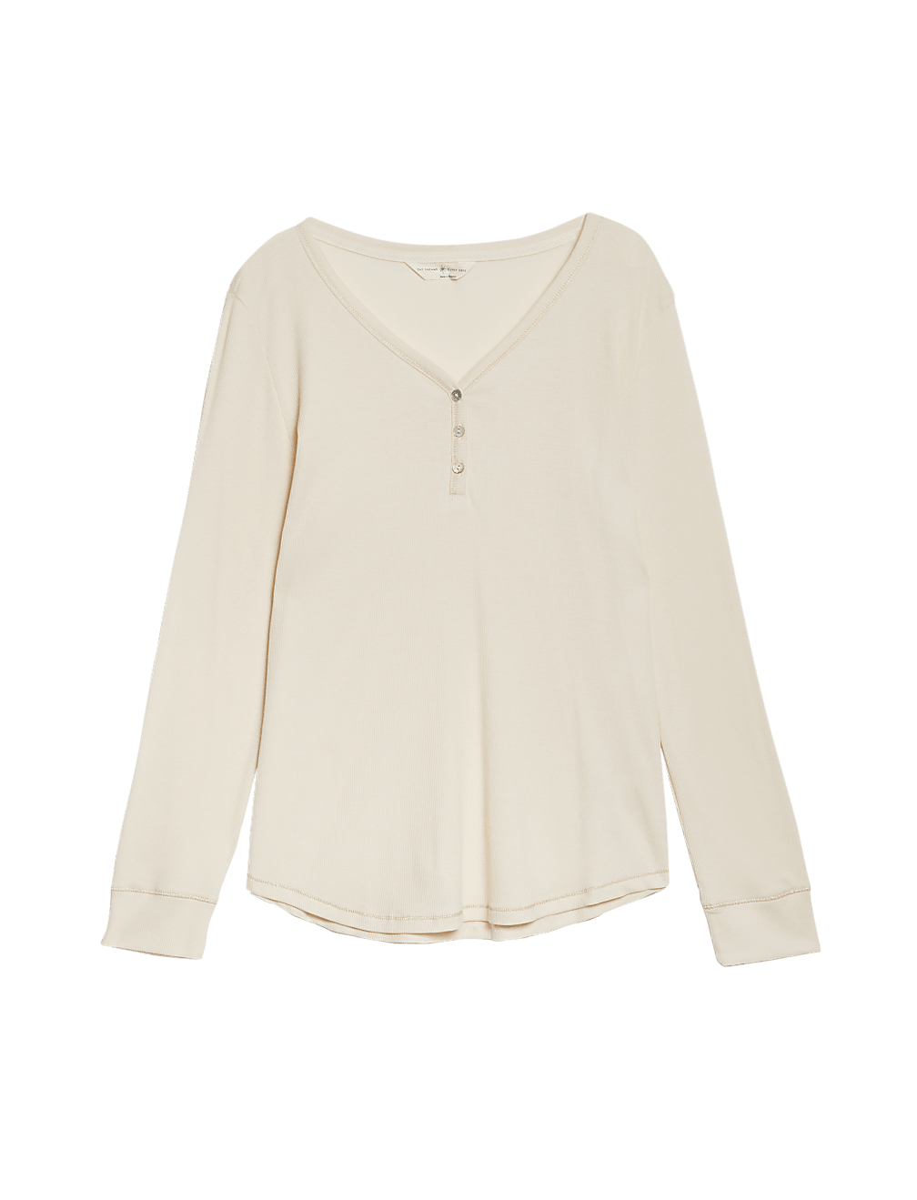 Cotton Ribbed Henley Top