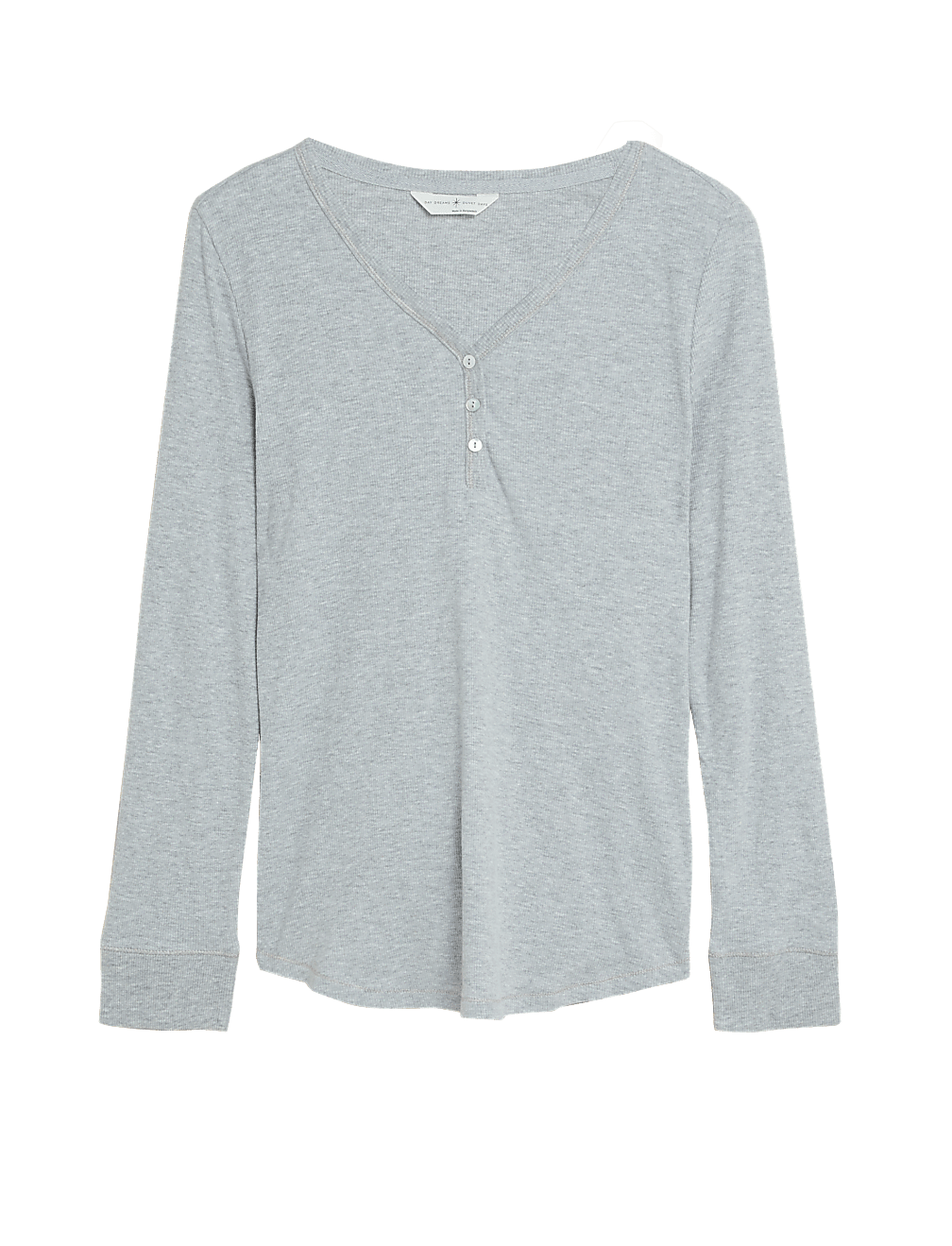 Cotton Ribbed Henley Top