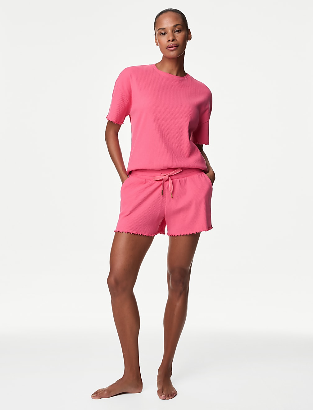 Cotton Rich Ribbed Lounge Pyjama Shorts