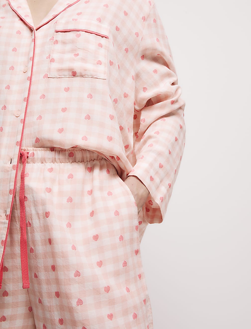 Cotton Rich Checked Heart Print Pyjama Shorts