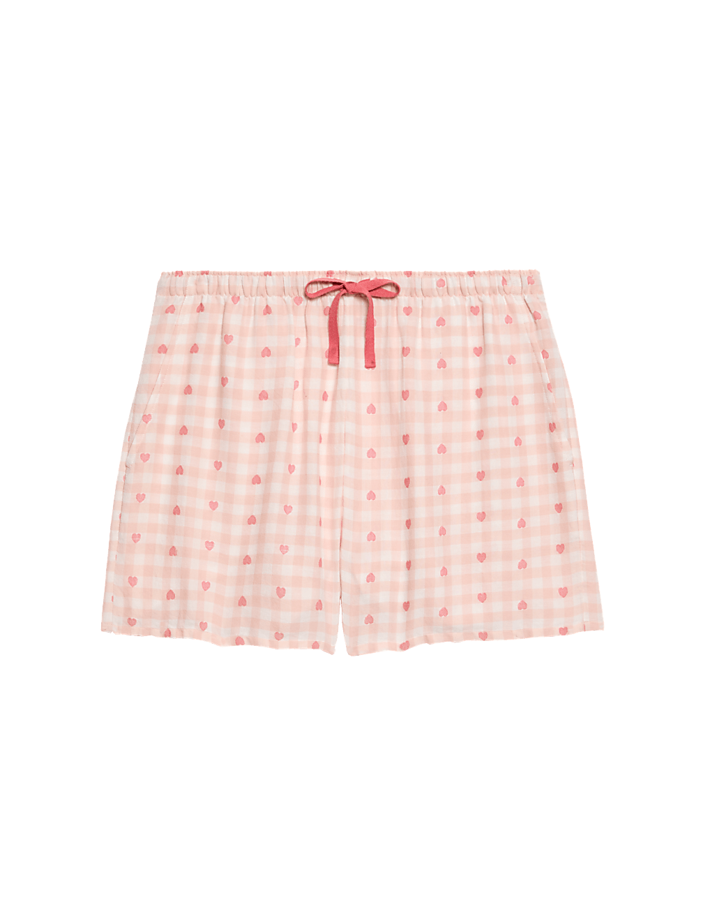 Cotton Rich Checked Heart Print Pyjama Shorts