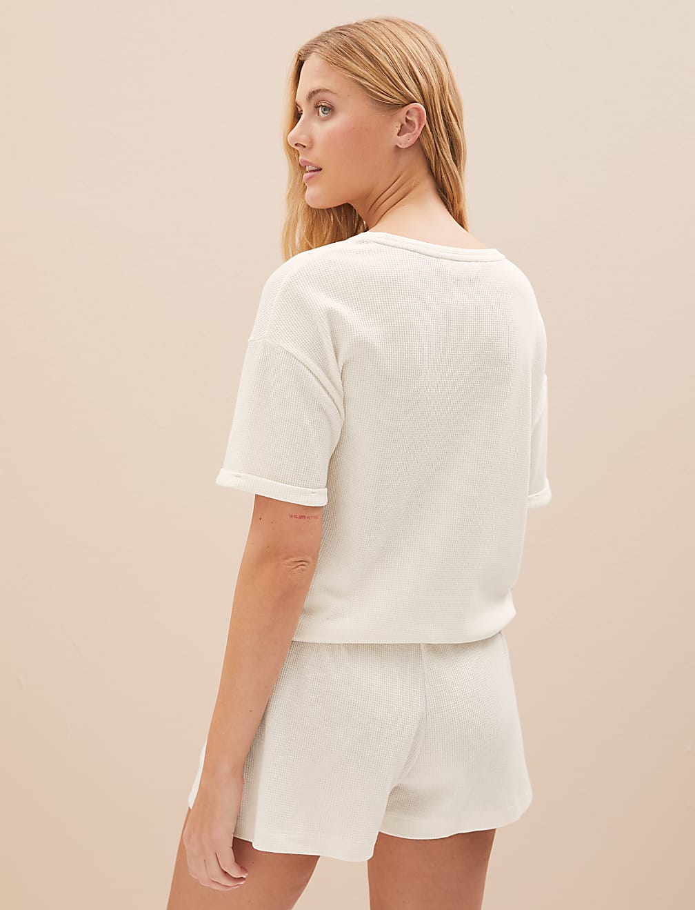 Cotton Blend Waffle Pyjama Top
