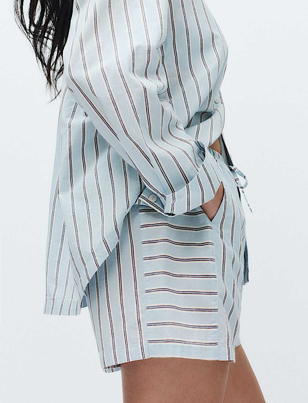 Pure Cotton Cambric Striped Pyjama Shorts