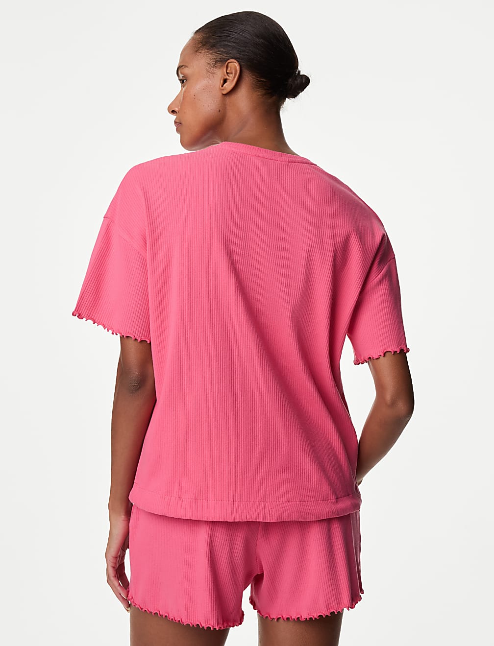 Cotton Rich Ribbed Drawstring Lounge Top