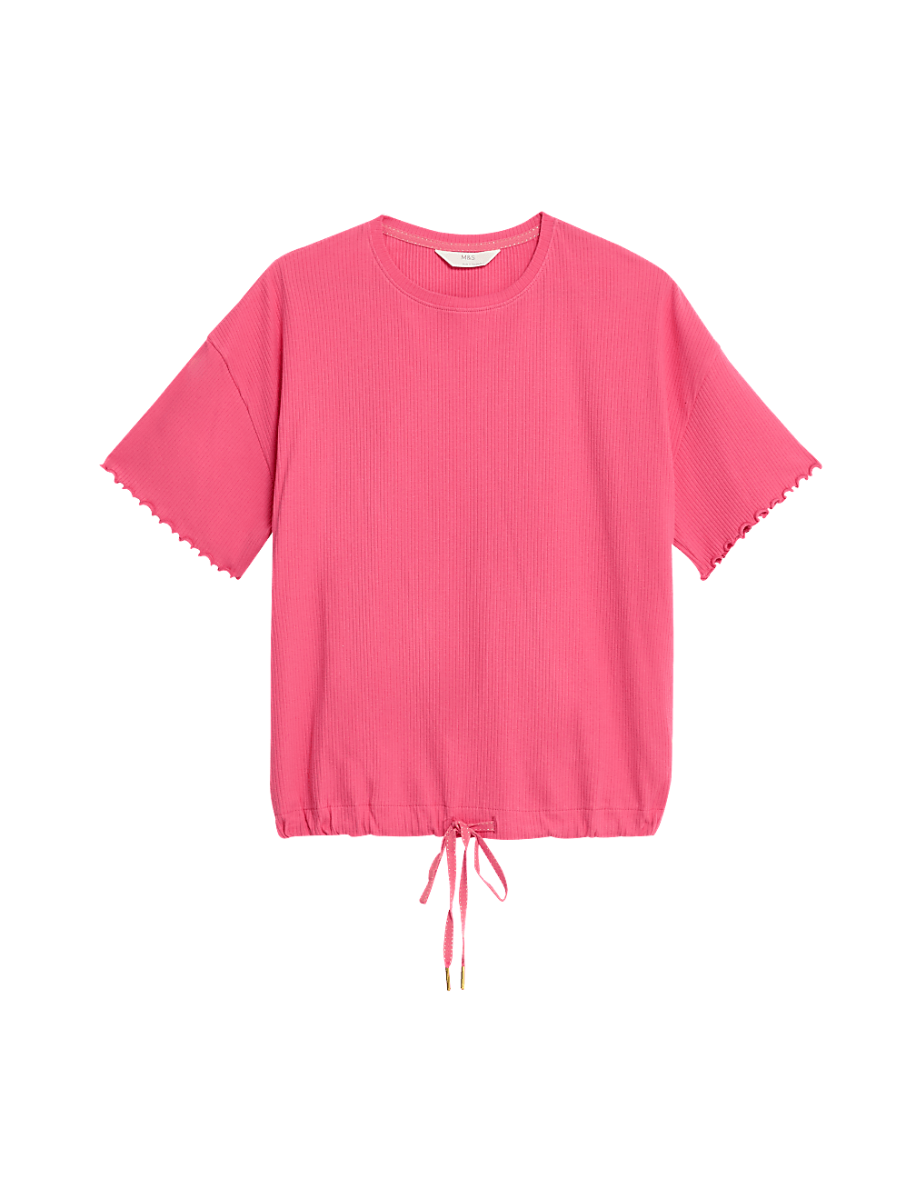 Cotton Rich Ribbed Drawstring Lounge Top