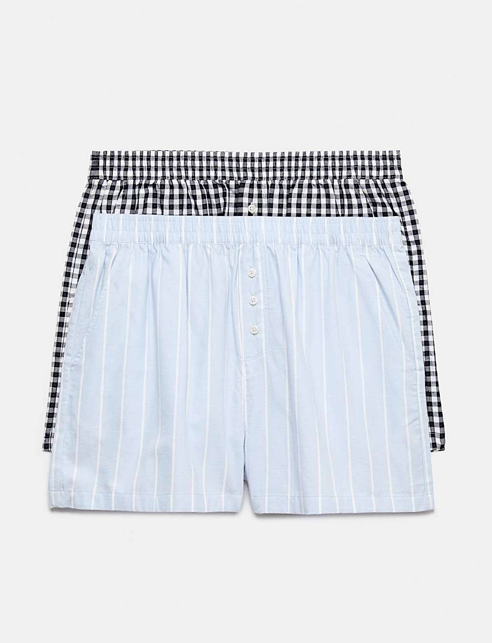 2 Pack Pure Cotton Striped Pyjama Shorts