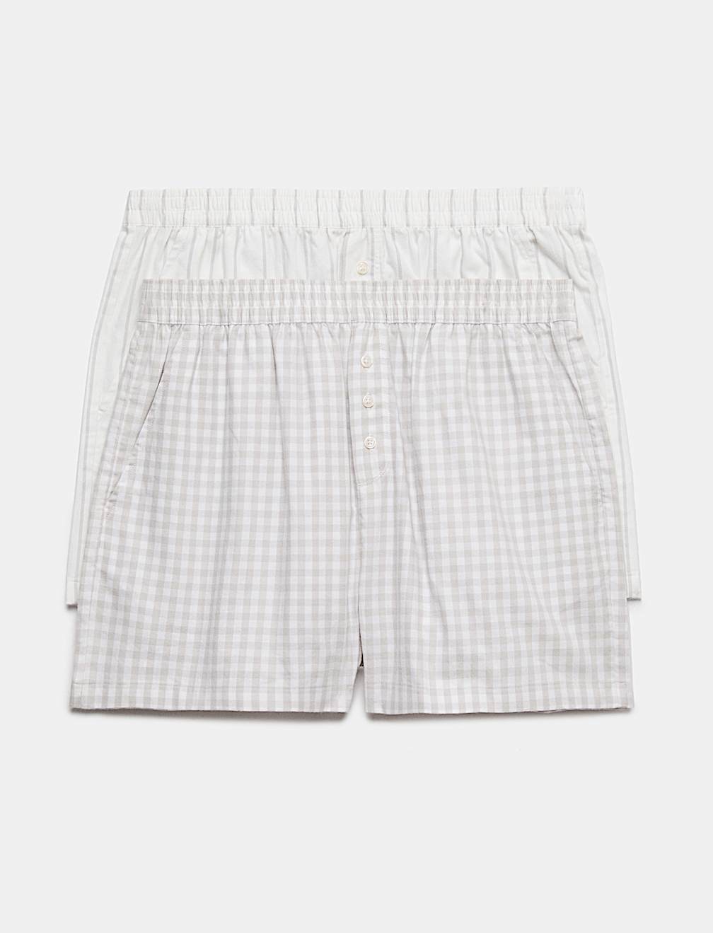 2 Pack Pure Cotton Striped Pyjama Shorts